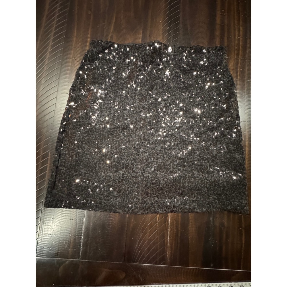 Tipsy Elves Womens Black Sequin Mini Skirt Party Holiday Size Medium
